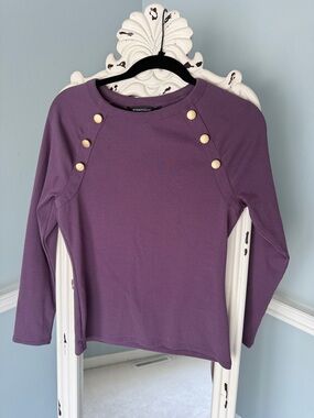 White House Black Market Plum Ribbed Long Sleeve Top